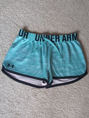 Under Armour Aqua Teal Mesh Athletic Shorts with Black Trim